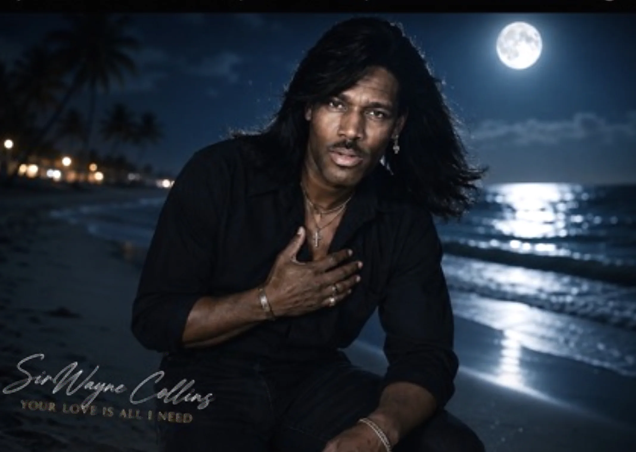 By the ocean, under a full moon